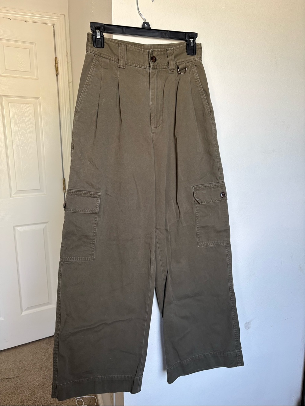 Madewell Harlow Wide-Leg Cargo Pants - Olive Green